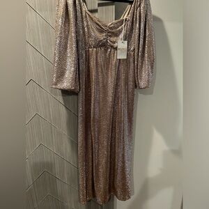 Show Me Your MuMu Metallic Gold Midi Dress